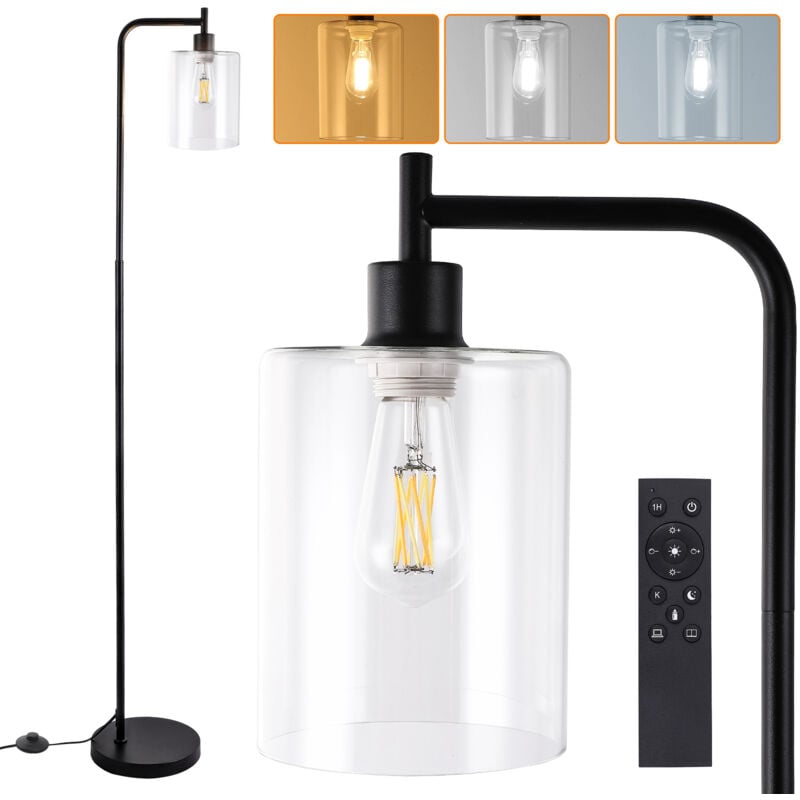 Lampadaire,lampe sur pied salon,H166cm noir-lampadaire moderne avec Télécommande pour chambre bureau salle à manger
