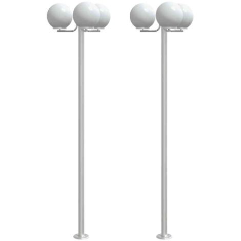 Lampadaire，Lampe sur pieds d'extérieur 3 pcs argenté 215 cm acier inoxydable CFW390105