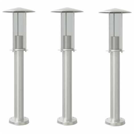 Lampadaire，Lampe sur pieds d'extérieur 3 pcs argenté 60 cm acier inoxydable CFW724660