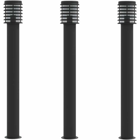 Lampadaire，Lampe sur pieds d'extérieur 3 pcs noir 110 cm acier inoxydable CFW929923