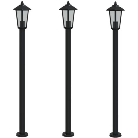 Lampadaire，Lampe sur pieds d'extérieur 3 pcs noir 120 cm acier inoxydable CFW576881
