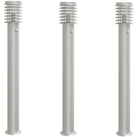 Lampadaire，Lampe sur pieds d'extérieur avec capteurs 3 pcs acier inoxydable CFW701901