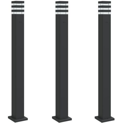 Lampadaire，Lampe sur pieds d'extérieur avec sortie 3 pcs noir 110 cm aluminium CFW483326