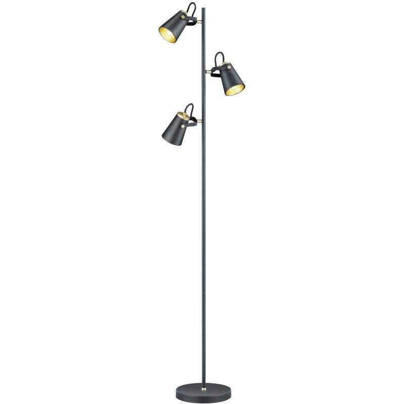 Lampadaire design, Lampadaire design Edward Noir en Metal, trio