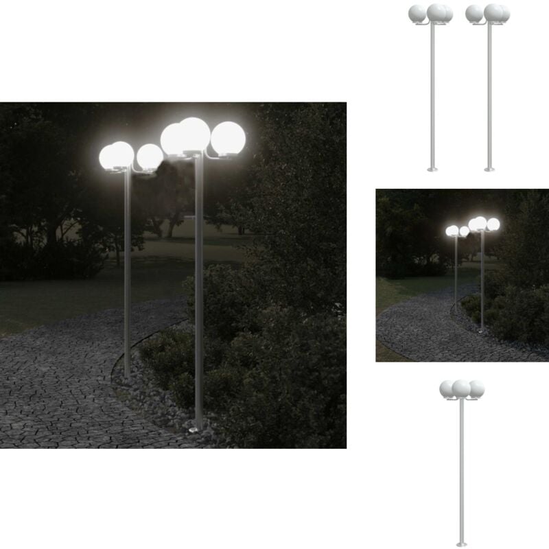 Lampadaires d'extérieur 2 pcs argenté 215 cm acier inoxydable - Lampadaire D'extérieur - Lampadaires D'extérieur - Éclairage Au Sol D'extérieur