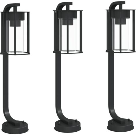 Lampadaires d'extérieur 3 pcs 60 cm acier inoxydable noir