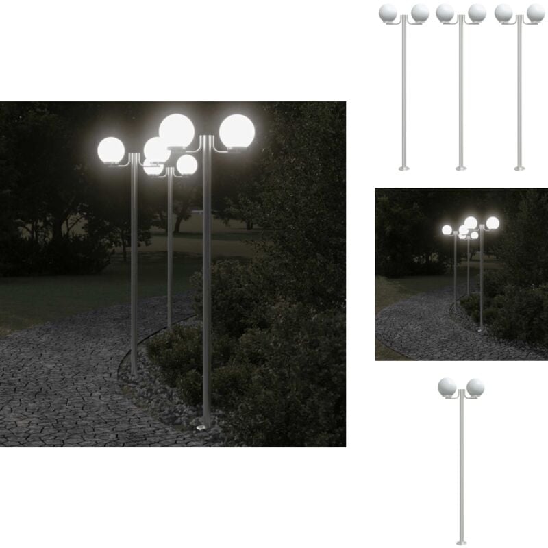 Lampadaires d'extérieur 3 pcs argenté 215 cm acier inoxydable - Lampadaire Exterieur - Éclairage Extérieur - Luminaire Extérieur - Lampe De Jardin