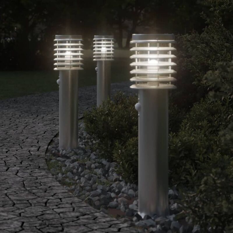 Lampadaire d'extérieur avec capteur argenté acier inoxydable - Vidaxl