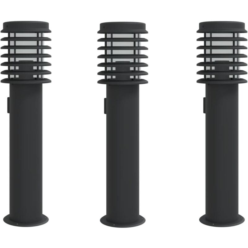 Lampadaires d'extérieur avec sortie 3 pcs noir acier inoxydable Vidaxl