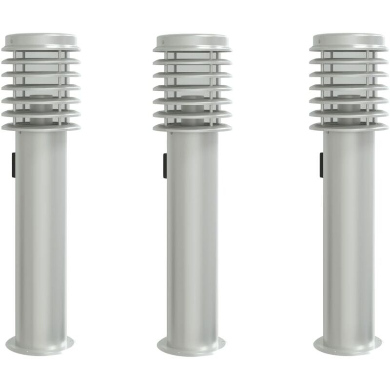 Lampadaires d'extérieur et sortie 3pcs argenté acier inoxydable Vidaxl