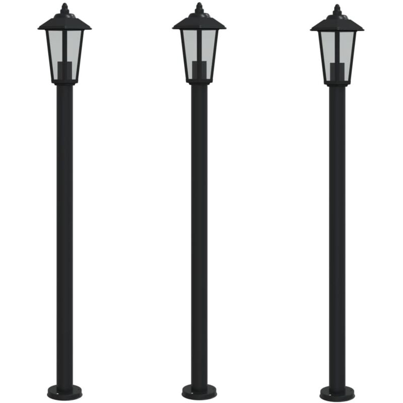 Lampadaires d'extérieur 3 pcs noir 120 cm acier inoxydable Vidaxl