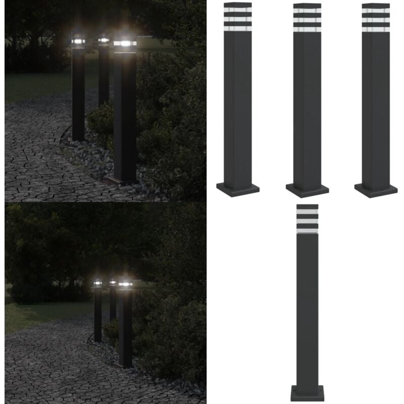 Lampadaires d'extérieur 3 pcs noir 80 cm aluminium - Lampadaire Exterieur - Éclairage Extérieur - Luminaire Extérieur - Lampe De Terrasse - Lampe