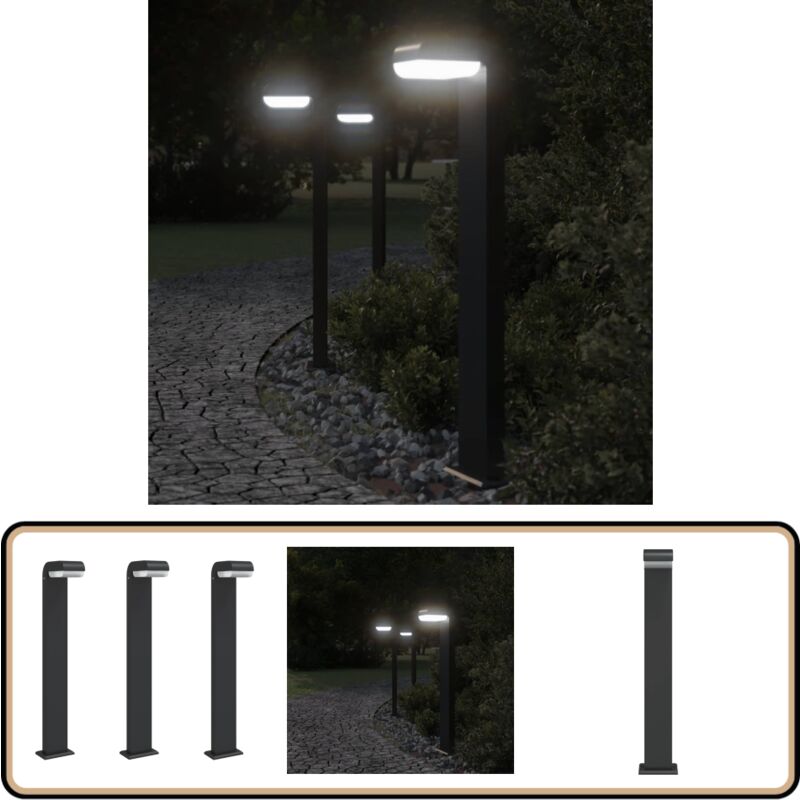Lampadaires d'extérieur 3pcs noir aluminium moulé sous pression - Lampadaire Exterieur - Éclairage Extérieur - Luminaire Extérieur - Lampe Extérieur