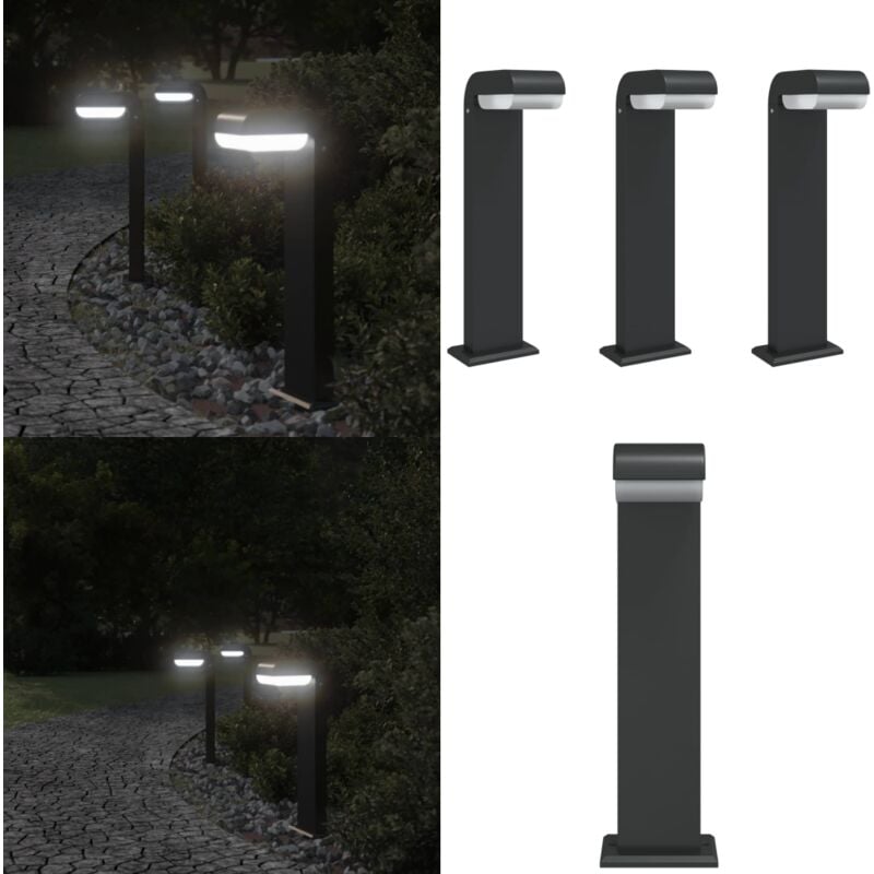 Lampadaires d'extérieur 3pcs noir aluminium moulé sous pression - Lampadaire Exterieur - Éclairage Extérieur - Luminaire Extérieur - Lampe Extérieur