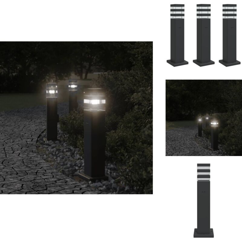 Lampadaires d'extérieur avec sortie 3 pcs noir 50 cm aluminium - Lampadaire Exterieur - Éclairage Extérieur - Luminaire Extérieur - Lampe De Jardin
