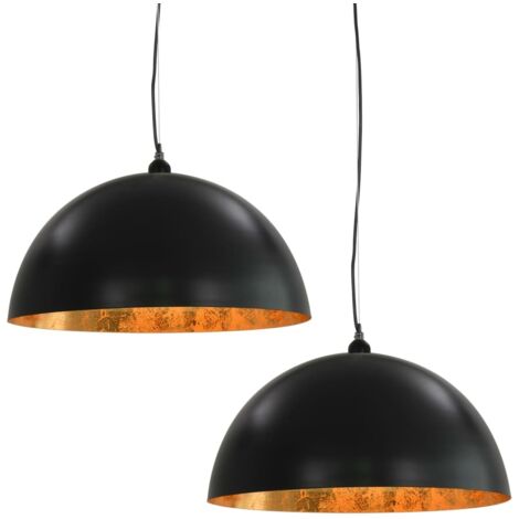 Lampadari 2 pz Nero e Oro Semi-Sferici 50 cm E27 vidaXL