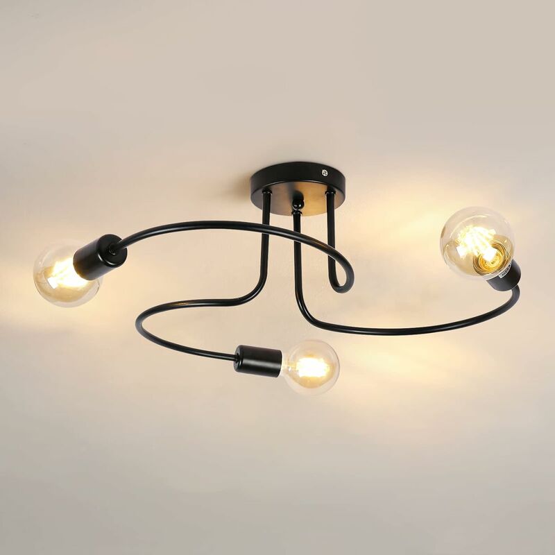 Image of Lampadari retrò, illuminazione delle sospensioni E27, sospensione della lampada del soffitto nera per la camera da letto della cucina del soggiorno
