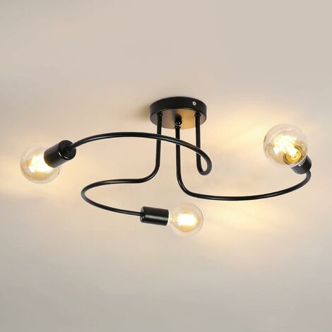 Lampadari retrò, illuminazione delle sospensioni E27, sospensione della lampada del soffitto nera per la camera da letto della cucina del soggiorno (senza lampadine) [Classe energetica E]