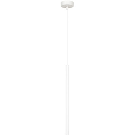 Lampadario 1 Luce Moderno Shu Acciaio Bianco E Paralume A Cilindro Sottile