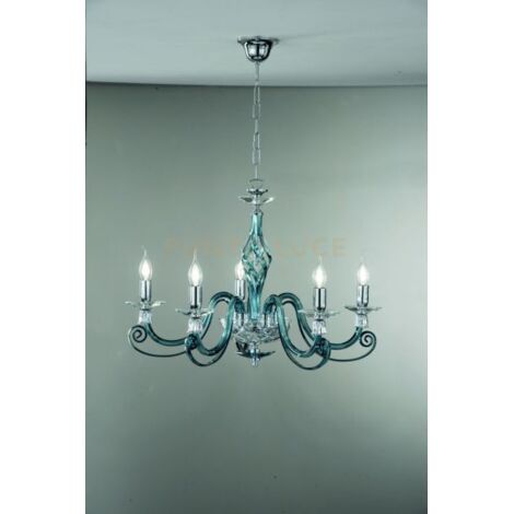 LAMPADARIO 1306 5 LUCI OTTANIO E CROMO ATTACCO E14 D.76CM