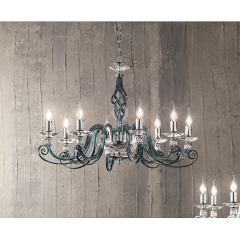 LAMPADARIO 1306 8 LUCI OTTANIO E CROMO ATTACCO E14 D.84CM