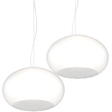 Lampadario 2 luci vetro soffiato bianco top light casper 1218 s2 s42 bi e27 led