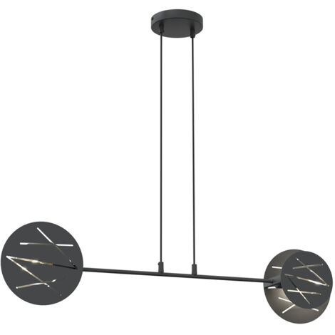 Lampadario 2 Luci Xotic In Acciaio Nero A Bracci E Diffusori A Cerchio
