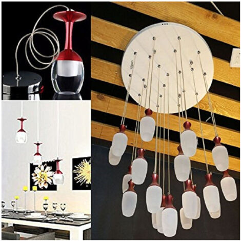 Lampadario 20 Pendenti Lampada Calice Rosso A Soffitto Luce Led Pendente Portalampada