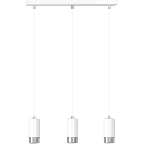 Lampadario 3 Luci Ivar Con Cilindri In Acciaio Bianco E Cromo