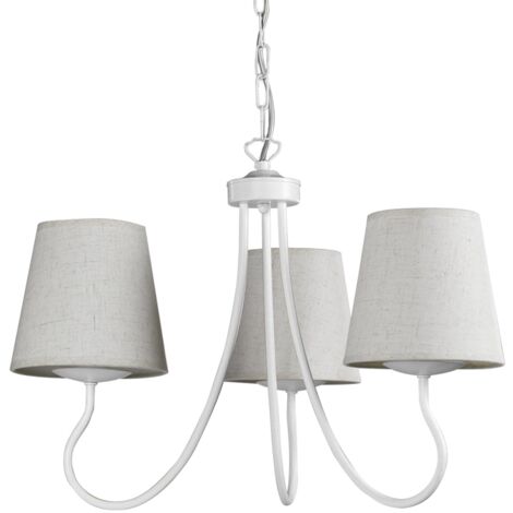 lampadario 3 luci "margot" in ferro e stoffa, e14