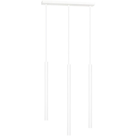Lampadario 3 Luci Moderno Shu Acciaio Bianco E Paralumi A Cilindri Sottili