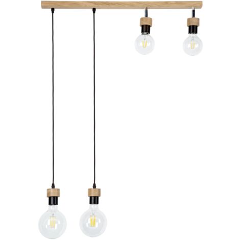 lampadario 4 luci "clartina" metallo e legno, e27