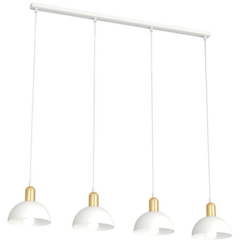 Lampadario 4 Luci Idunn In Acciaio Bianco E Oro Diffusori A Cupola