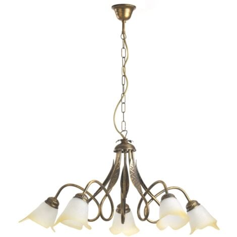 lampadario 5 luci in metallo color bronzo, e14