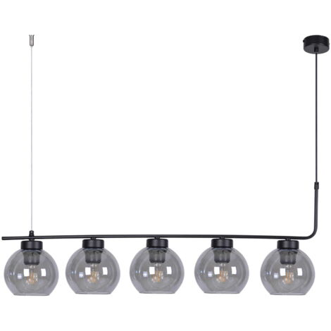 Lampadario 5 sfere vetro fumé nero E27 Kaja Torvi