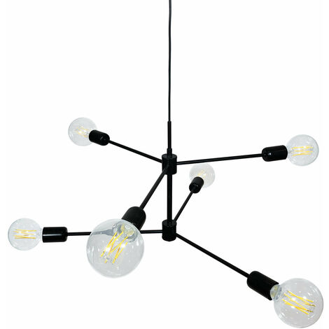 Lampadario 6xE27 Montatura Verniciata Nero E-Energy Lara