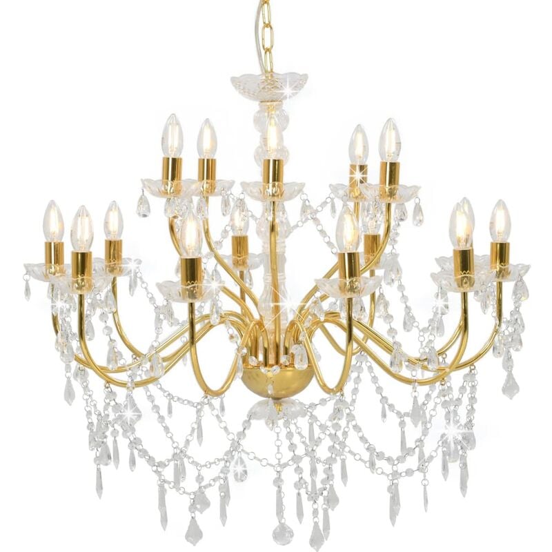 Lampadario a 2 Livelli Dorato 15 Lampadine E14 - Vidaxl