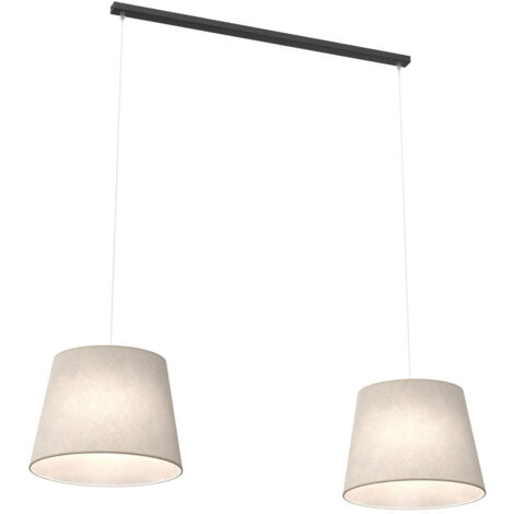 Lampadario A 2 Luci Osiride Con Paralumi In Tessuto Beige