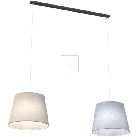Lampadario A 2 Luci Osiride Con Paralumi In Tessuto Beige E Grigio