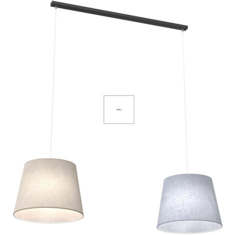 Lampadario A 2 Luci Osiride Con Paralumi In Tessuto Beige E Grigio