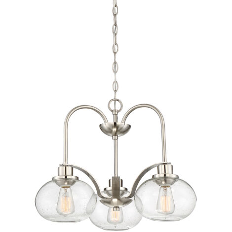Lampadario a 3 luci Elstead Trilogy, nichel spazzolato, attacco E27