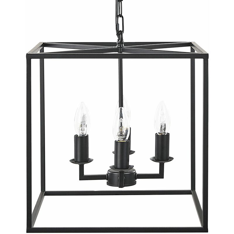 Image of Lampadario a cubo moderno lampada a sospensione a 4 fuochi nero Wanchet