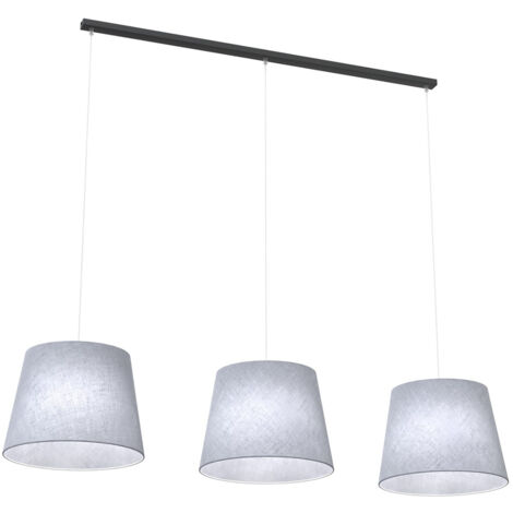 Lampadario A 4 Luci Epoca Con Paralumi In Tessuto Grigio