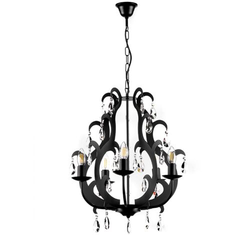 lampadario a 5 luci "jane" nero, e14