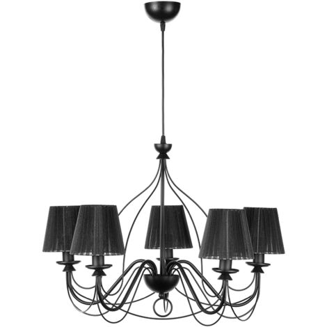 lampadario a 5 luci "loris" nero, e14