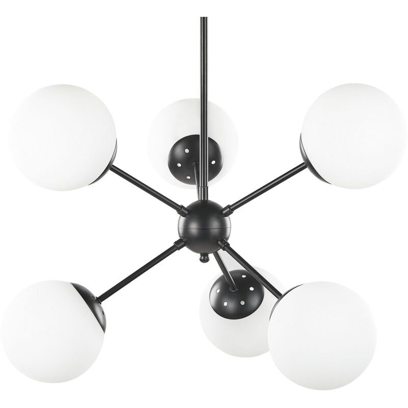 Image of Beliani - Lampada da soffitto industriale moderna 6 luci metallo nero e bianco Adawro