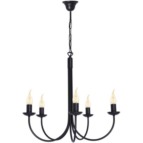 Lampadario a candeliere classico 5 luci nero Kaja K-4971