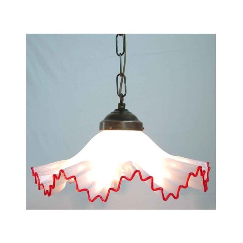 Image of Lampadario a catena murano 1 luce in ferro battuto cruccolini lampade lampione colore: rosso