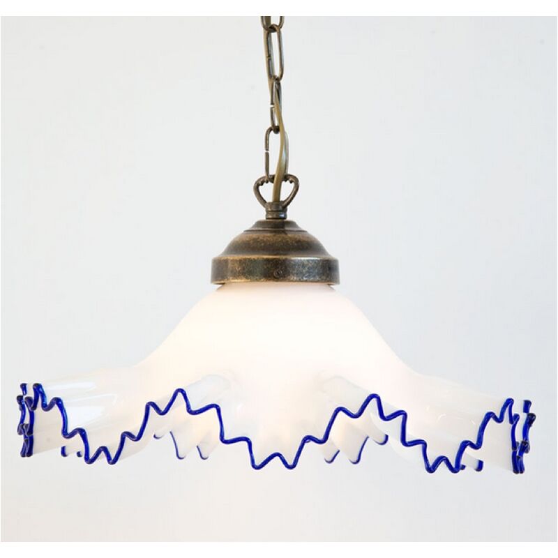 Image of Lampadario a catena murano 1 luce in ferro battuto Cruccolini lampade lampione colore: blue