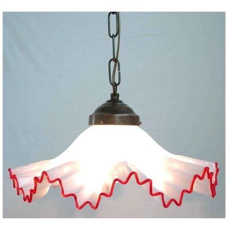 LAMPADARIO A CATENA MURANO 1 LUCE IN FERRO BATTUTO CRUCCOLINI LAMPADE LAMPIONE